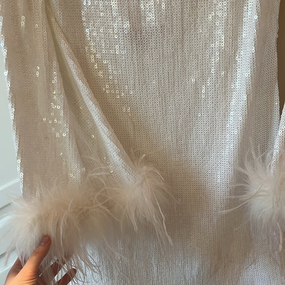 Anthropology Hutch Alissa Faux Feather long sleeve sequin mini dress - Picture 8 of 8